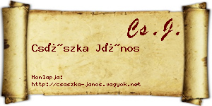 Császka János névjegykártya